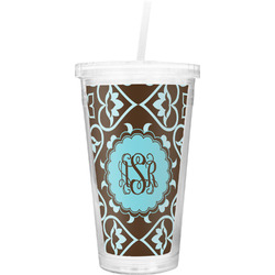 Floral Double Wall Tumbler with Straw (Personalized)
