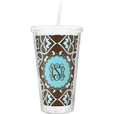 Floral Double Wall Tumbler with Straw (Personalized)