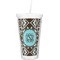 Floral Double Wall Tumbler with Straw (Personalized)