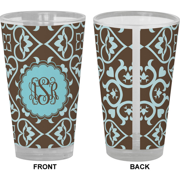 Floral Pint Glass - Full Color - Front & Back Views