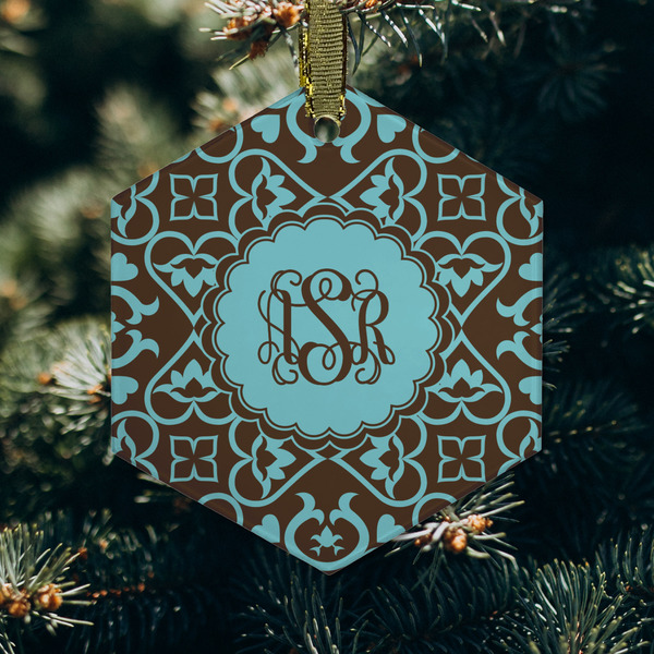 Floral Frosted Glass Ornament - Hexagon (Lifestyle)