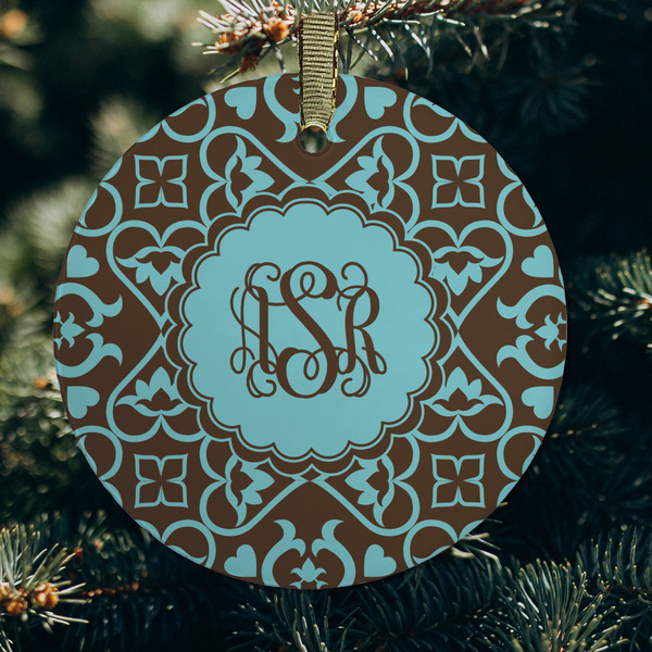 Floral Frosted Glass Ornament - Round (Lifestyle)