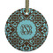 Floral Flat Glass Ornament - Round w/ Monogram