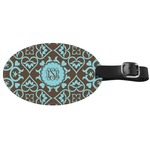 Floral Genuine Leather Oval Luggage Tag (Personalized)
