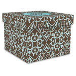 Floral Gift Box with Lid - Canvas Wrapped - XX-Large (Personalized)