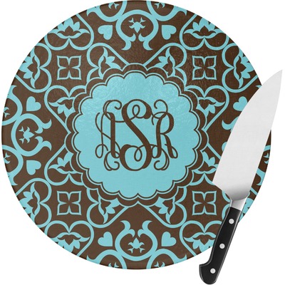 Floral Round Glass Cutting Board (Personalized)