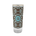 Floral 2 oz Shot Glass - Glass with Gold Rim (Personalized)