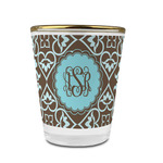 Floral Glass Shot Glass - 1.5 oz - with Gold Rim - Set of 4 (Personalized)