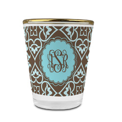 Floral Glass Shot Glass - 1.5 oz - with Gold Rim - Set of 4 (Personalized)