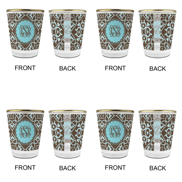 Floral Glass Shot Glass - with gold rim - Set of 4 - APPROVAL