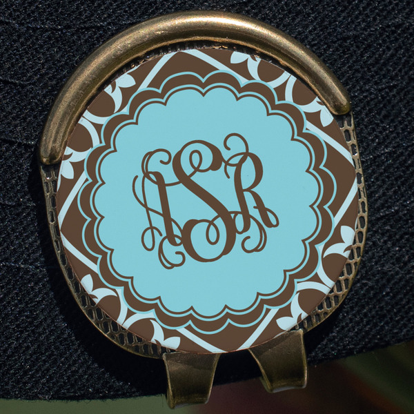 Floral Golf Ball Marker Hat Clip - Gold - Close Up