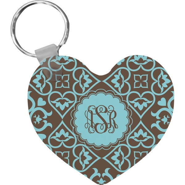 Custom Floral Heart Plastic Keychain w/ Monogram