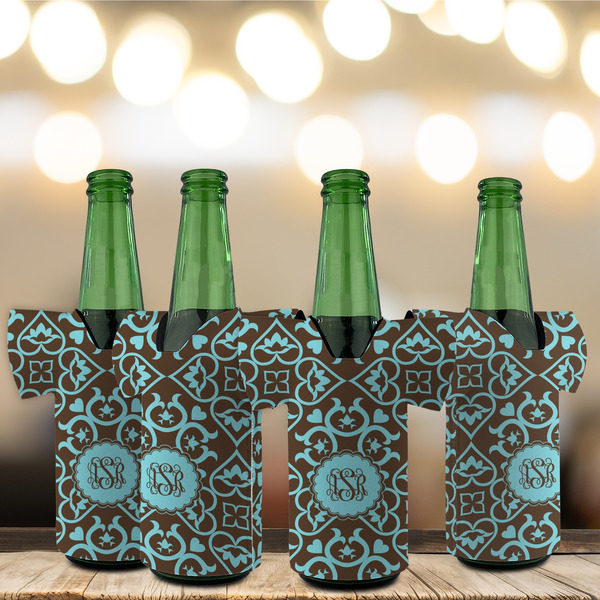 Floral Jersey Bottle Cooler - Set of 4 - LIFESTYLE