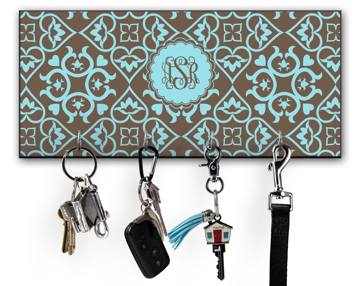 Custom Floral Key Hanger w/ 4 Hooks w/ Monogram YouCustomizeIt