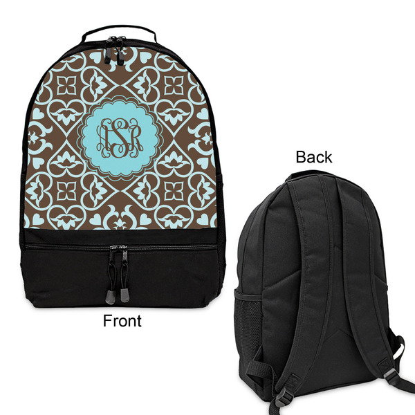 Floral Large Backpack - Black - Front & Back View