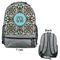 Floral Large Backpack - Gray - Front & Back View