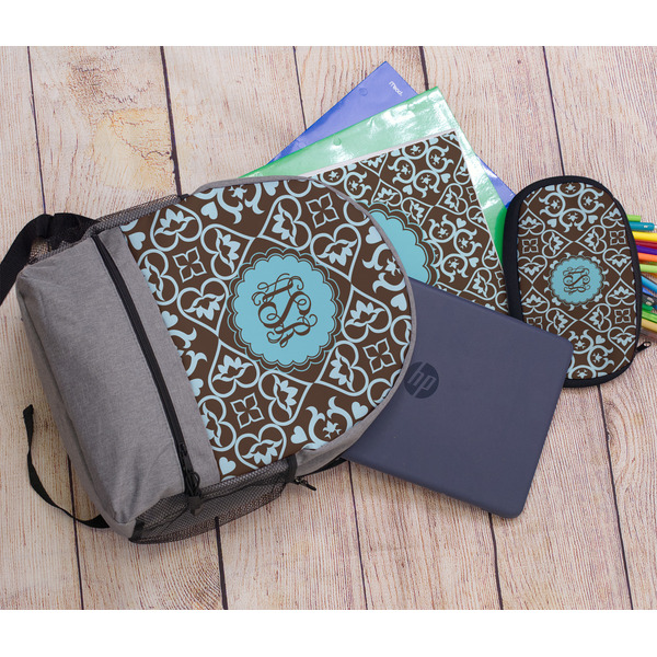 Floral Large Backpack - Gray - With Stuff