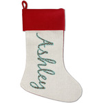 Floral Red Linen Stocking (Personalized)