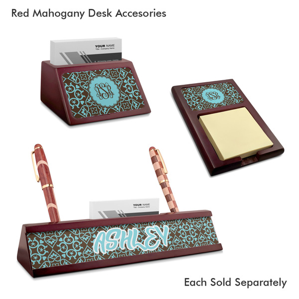 Floral Mahogany Desk Accessories