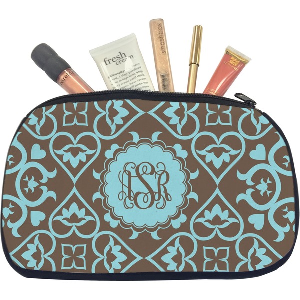 Custom Floral Makeup / Cosmetic Bag - Medium (Personalized)
