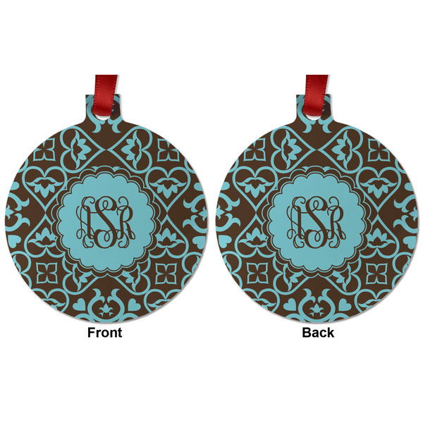 Floral Metal Ball Ornament - Front and Back
