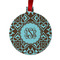Floral Metal Ball Ornament - Double Sided w/ Monogram