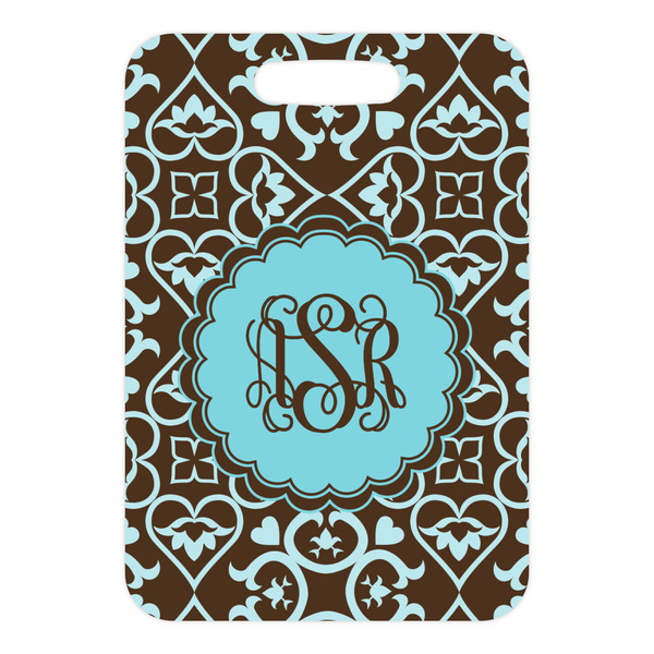 Floral Metal Luggage Tag - Front Without Strap
