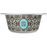 Floral Stainless Steel Dog Bowl - Large (Personalized)