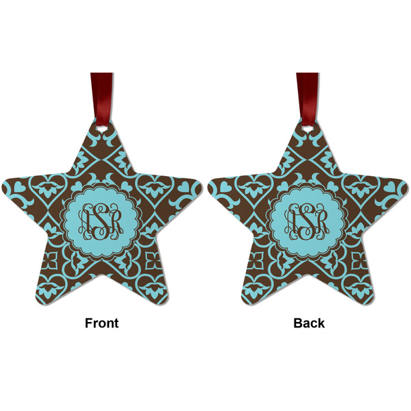 Floral Metal Star Ornament - Front and Back