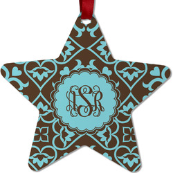 Floral Metal Star Ornament - Double Sided w/ Monogram