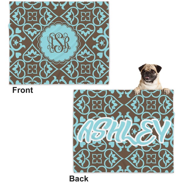 Floral Microfleece Dog Blanket - Large- Front & Back