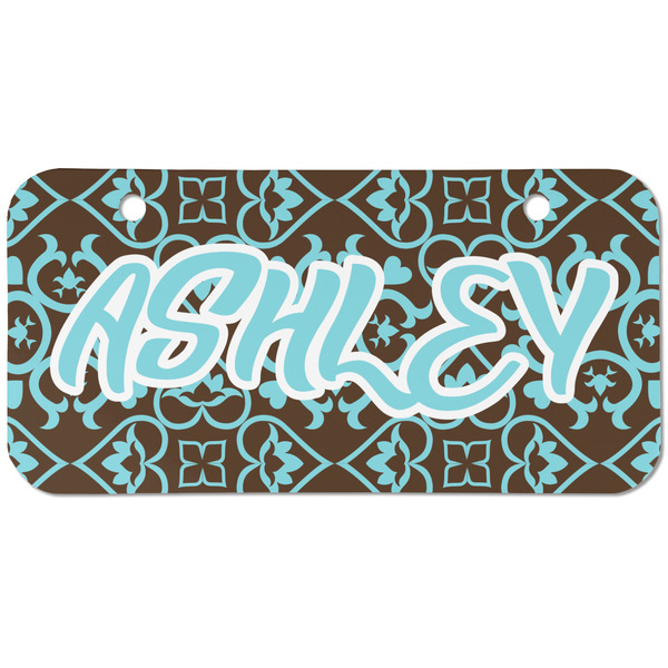Custom Floral Mini/Bicycle License Plate (2 Holes) (Personalized)