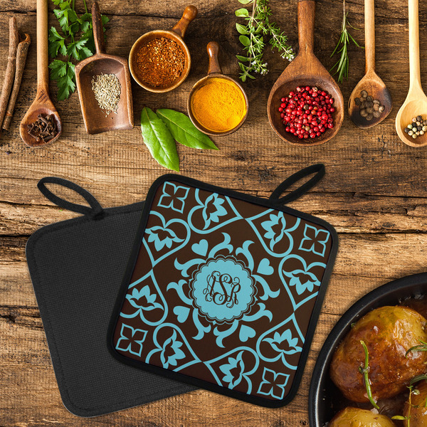 Floral Neoprene Pot Holder - Set of 2  LIFESTYLE (Flatlay)