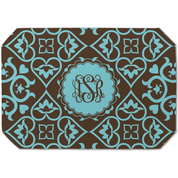 Custom Floral Dining Table Mat - Octagon (Single-Sided) w/ Monogram
