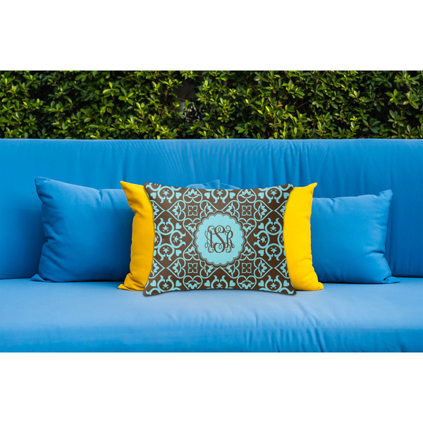 Floral Outdoor Throw Pillow  - LIFESTYLE (Rectangular - 20x14)