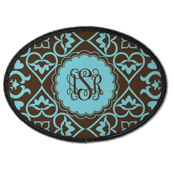 Custom Floral Iron On Oval Patch w/ Monogram