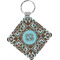 Floral Diamond Plastic Keychain w/ Monogram