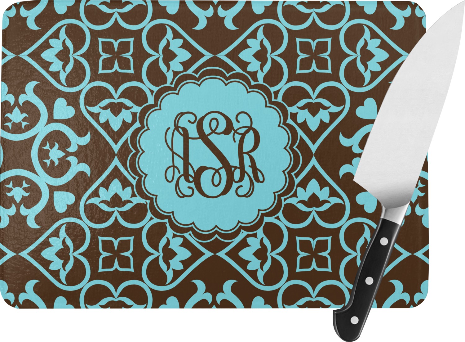 Floral Rectangular Glass Cutting Board Medium 11"x8" (Personalized