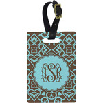 Floral Plastic Luggage Tag - Rectangular w/ Monogram