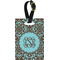 Floral Plastic Luggage Tag - Rectangular w/ Monogram