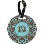 Floral Plastic Luggage Tag - Round (Personalized)