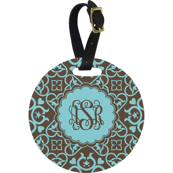 Custom Floral Plastic Luggage Tag - Round (Personalized)