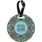 Floral Plastic Luggage Tag - Round (Personalized)