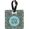 Floral Plastic Luggage Tag - Square w/ Monogram