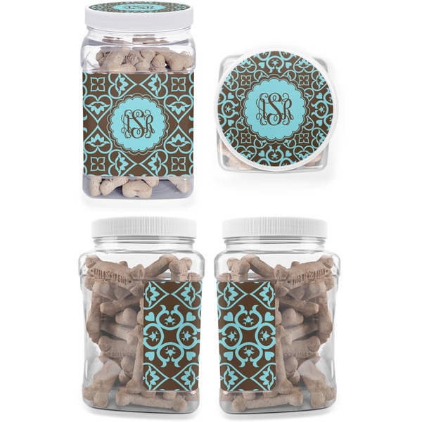 Floral Pet Treat Jar - Multiple Angles