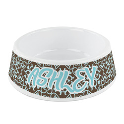 Floral Plastic Dog Bowl - Small (Personalized)