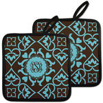 Floral Pot Holders - Set of 2 w/ Monogram