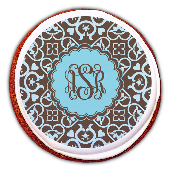 Floral Printed Icing Circle - Large - On Cookie