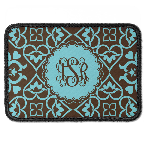 Custom Floral Iron On Rectangle Patch w/ Monogram