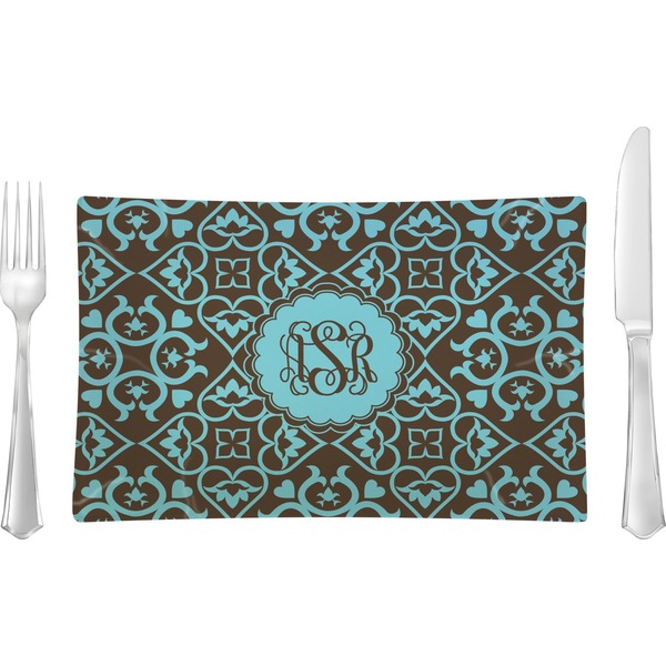 Custom Floral Rectangular Glass Lunch / Dinner Plate - Single or Set (Personalized)
